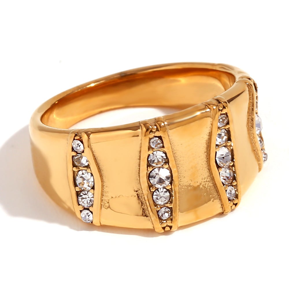 Expressive Fashion Circle Geometric Stainless Steel 18K Gold Plated Rings