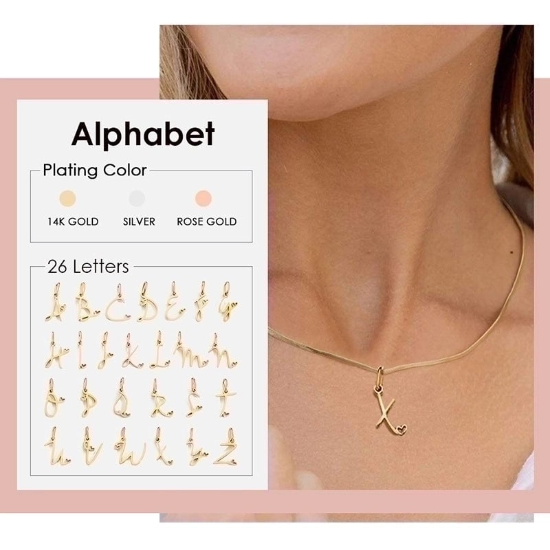 Stainless Steel Titanium Steel 14K Gold Plated Minimalist Plating Letter Heart Shape Pendant Necklace