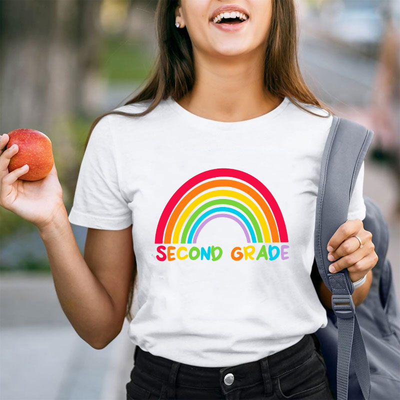 Personalized Grade Rainbow Teacher T-Shirt