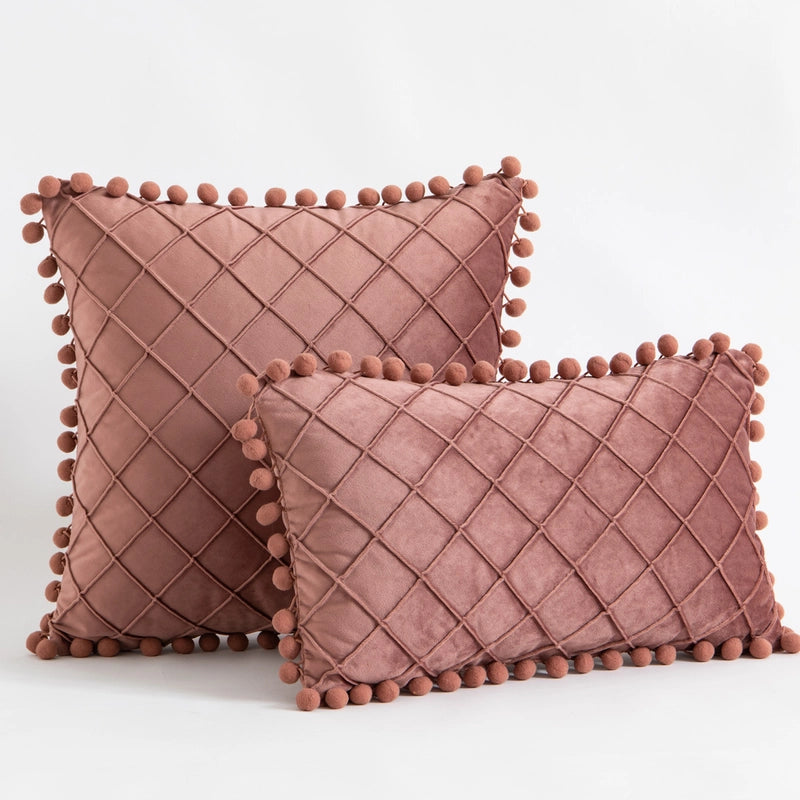 Retro Plaid Solid Color Chemical Fiber Pillow Cases