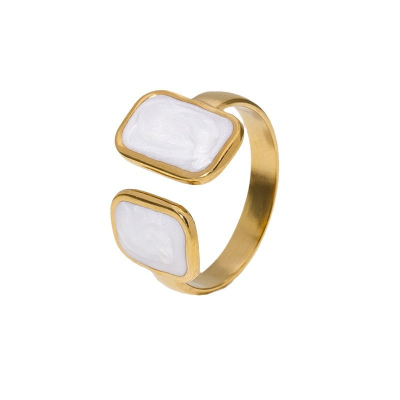 Open Ring Minimalist Quadrilateral Geometric Stainless Steel Electroplating Rings