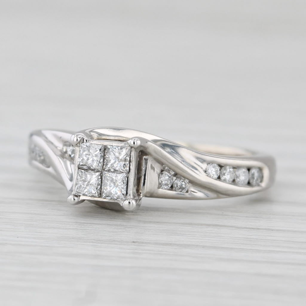 0.32ctw Princess Diamond Engagement Ring 10k White Gold Size 4.75