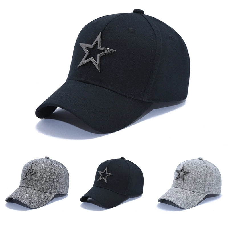 Men's Basic Minimalist Star Metal Curved Eaves Baseball Cap