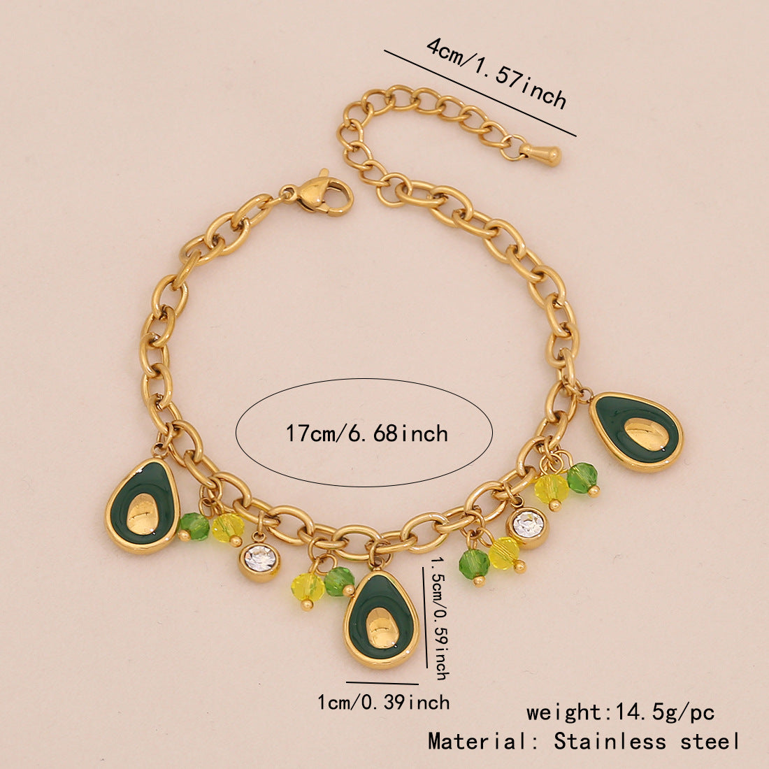 Fruit Watermelon Pineapple Pendant Necklace Colored Crystal Necklace N1524