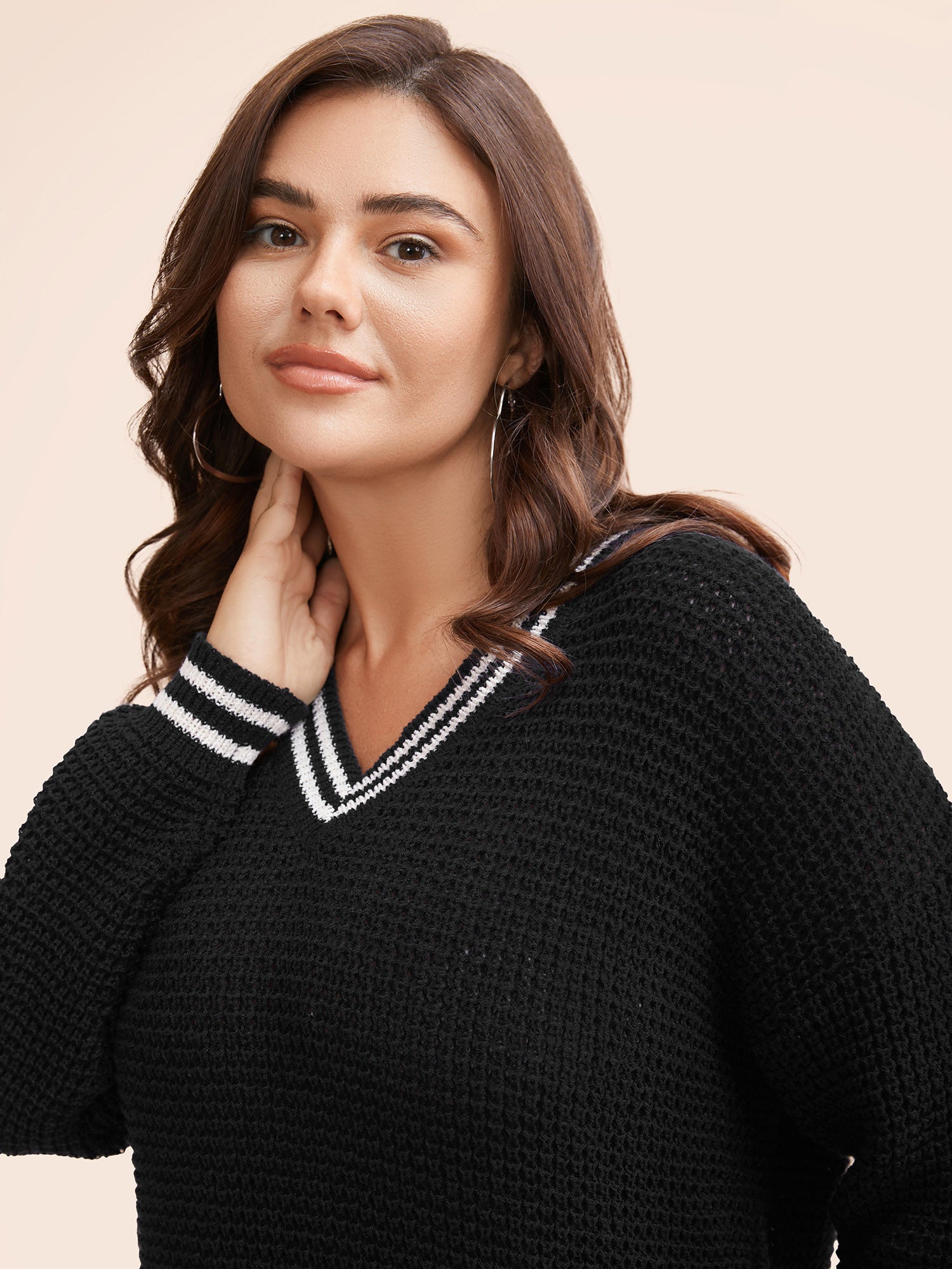 Contrast Striped Drop Shoulder Pullover