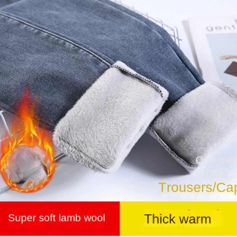 Thick Velvet High Waist Skinny Jeans For Women
