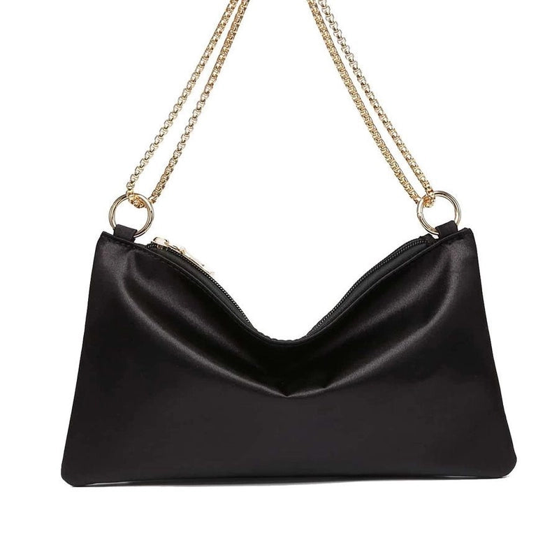Women's Small All Seasons Satin Solid Color Classic Style Square Zipper Shoulder Bag
