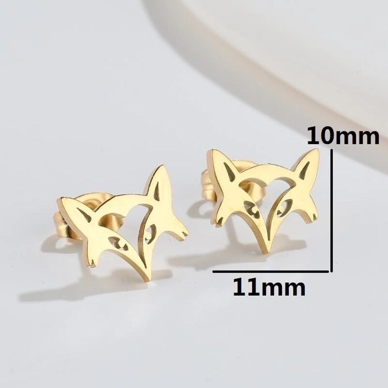 1 Pair Minimalist Animal Plating 304 Stainless Steel 18K Gold Plated Ear Studs