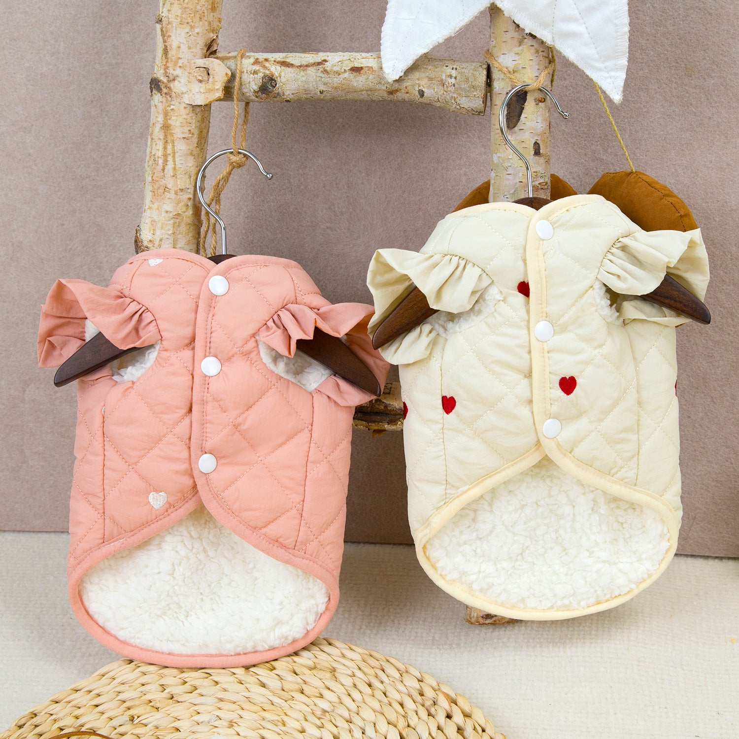 Warm Heart Printed Ruffled Sleeves Harness Jacket