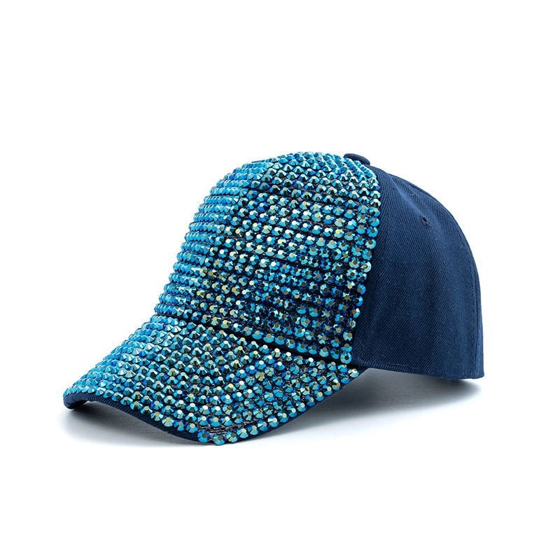 Women's Elegant Color Block Chain Curved Eaves Baseball Cap