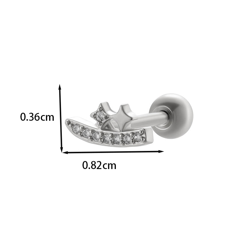 1 Piece Ear Cartilage Rings & Studs IG Style French Style Minimalist Star Flower Butterfly Copper Inlay Zircon