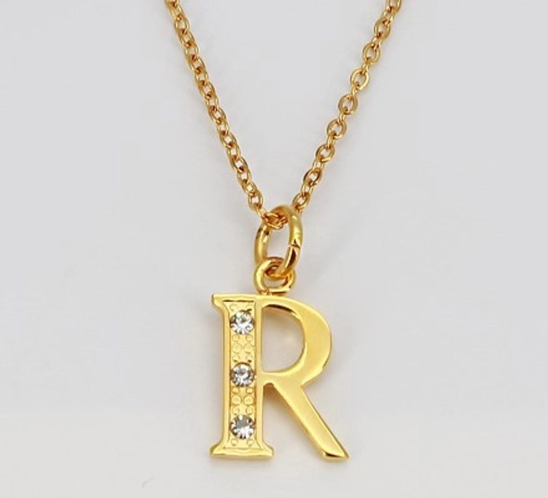 Minimalist Letter 304 Stainless Steel Rhinestones Inlay Stainless Steel Necklaces