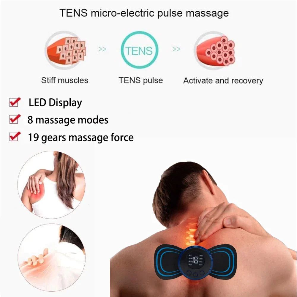 EMS Smart Mini Portable Massager - Compact Wireless TENS Unit For Soothing Muscle Relief And Relaxation