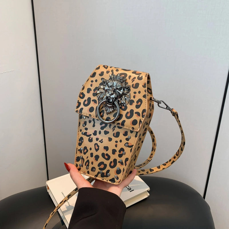 Women's Medium Pu Leather Leopard Streetwear Square Magnetic Buckle Crossbody Bag