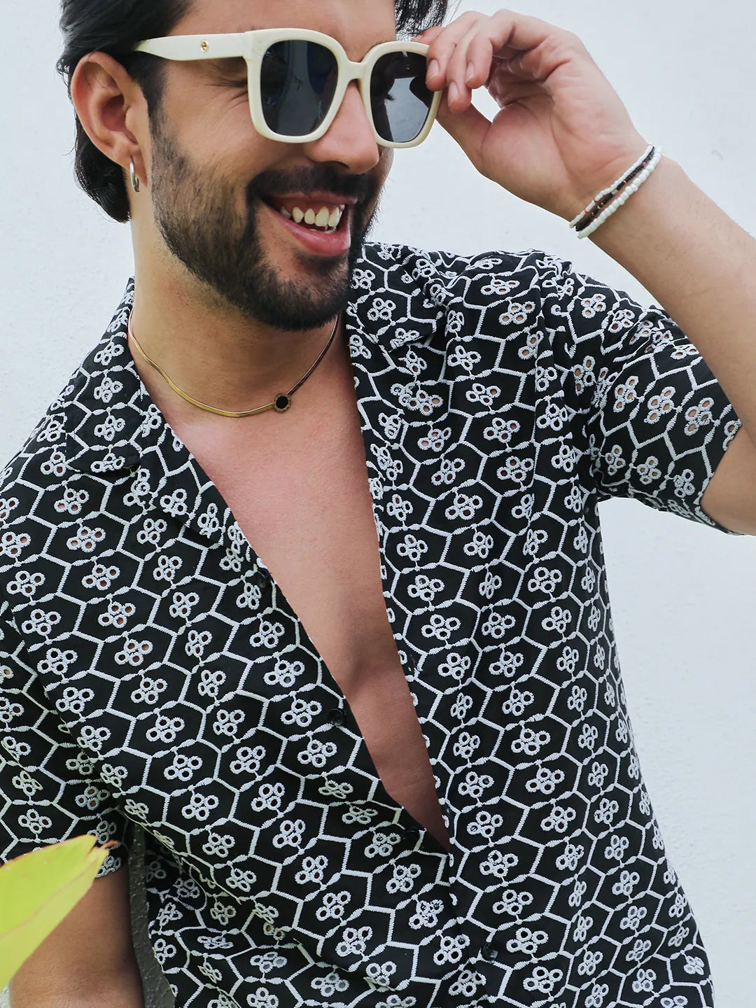 Embroidered Geometric Shirt