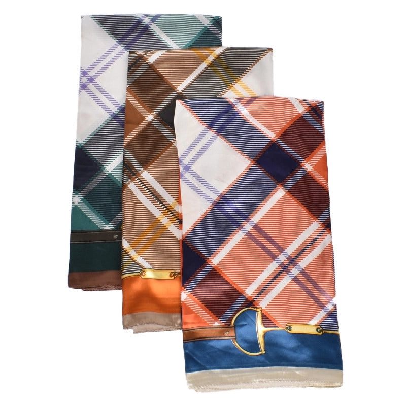 Women's Fashion Lattice Satin Silk Scarves