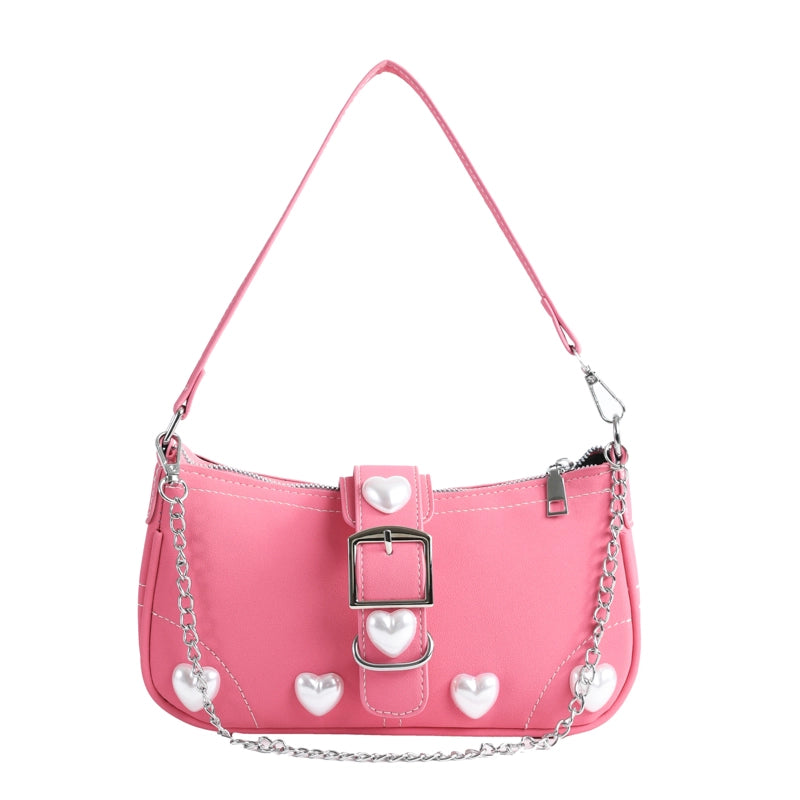Women's Pu Leather Solid Color Elegant Square Zipper Buckle Shoulder Bag