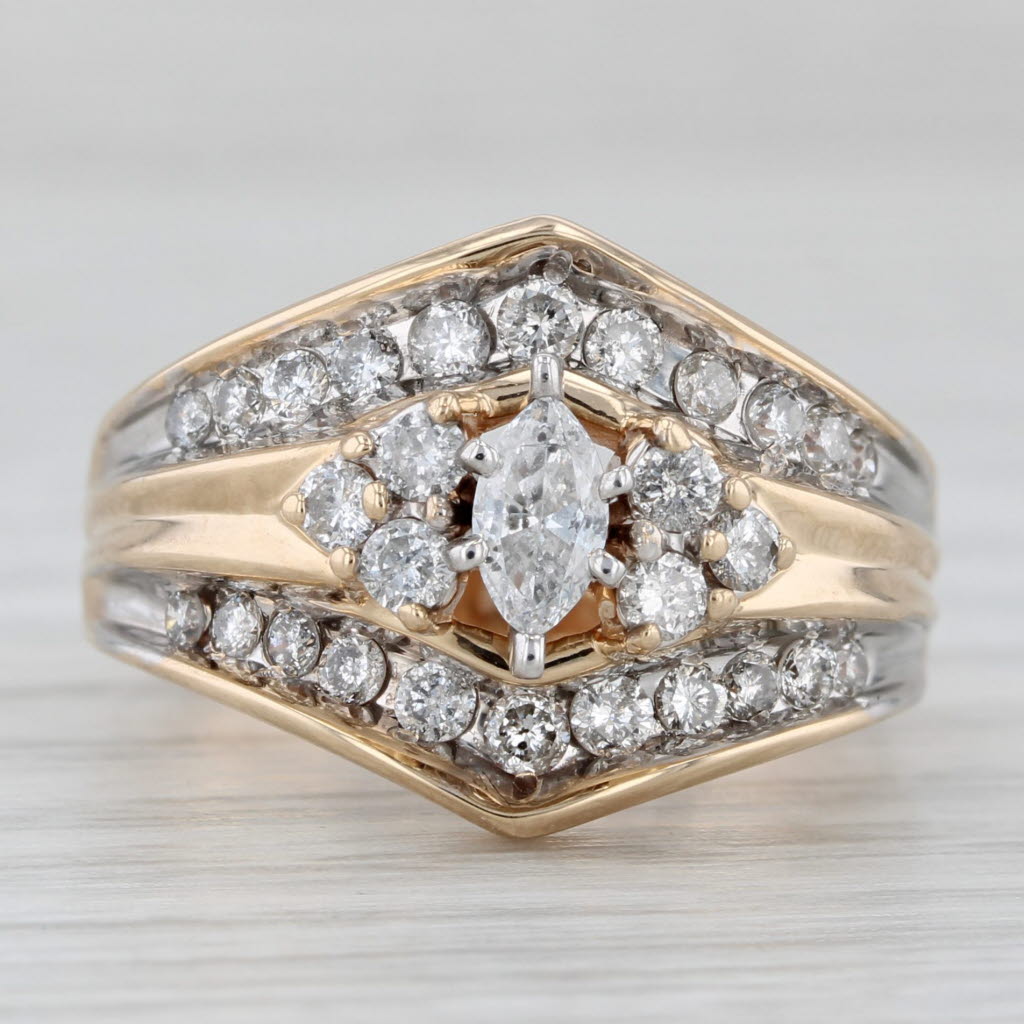 0.82ctw Diamond Engagement Ring Bridal Set 14k Yellow Gold Size 6.75