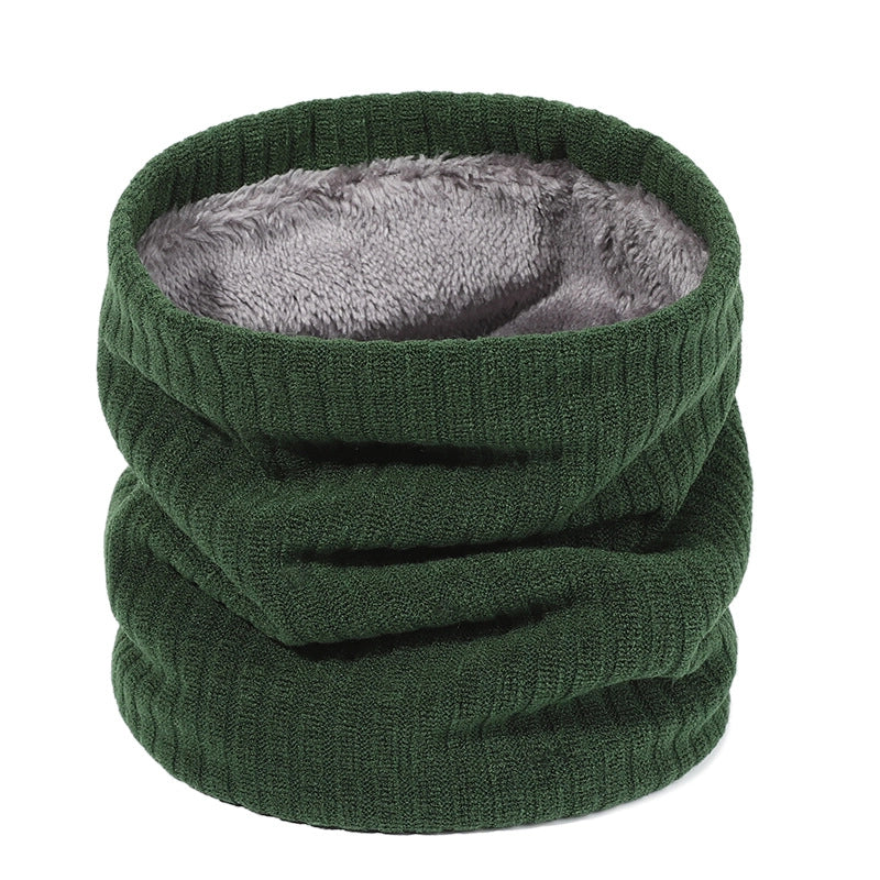 Autumn And Winter New Spot Knitted Scarf Men And Women Plus Velvet Warm Pullover Scarf Vertical Stripe Solid Color Knitted Collar