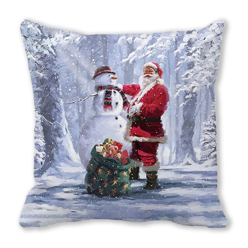 Christmas Pastoral Santa Claus Chemical Fiber Pillow Cases Couch & Sofa Decor