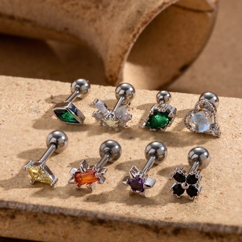 1 Piece Ear Cartilage Rings & Studs Minimalist Geometric 316L Stainless Steel  Copper Plating Inlay Zircon