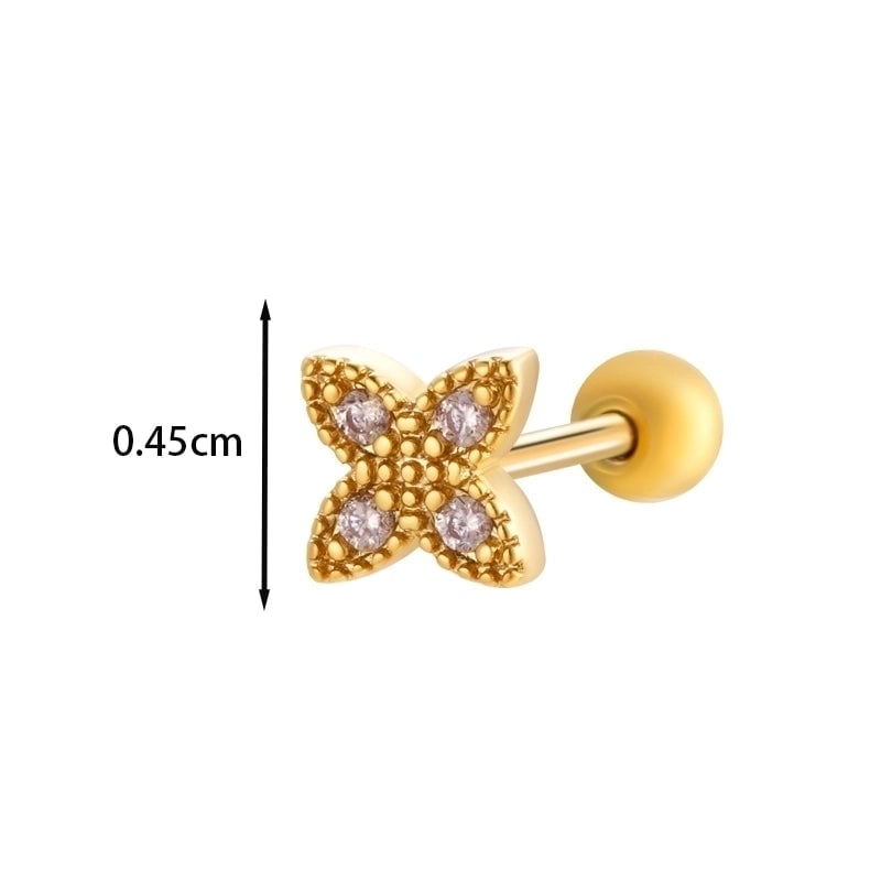 1 Piece Ear Cartilage Rings & Studs IG Style French Style  Water Droplets Flower Copper Inlay Zircon