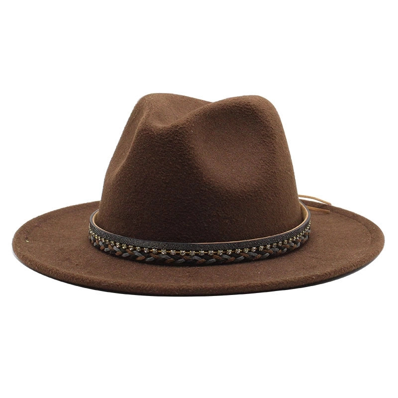 Wish Designed Minority Style Men And Women Couple Big Along Jazz Hat Wool Top Hat