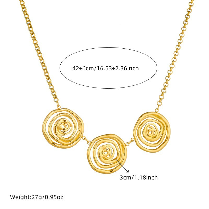 Exaggerated Irregular Pattern Geometric Spiral Large Pendant Necklace Female Hip Hop Sweater Chain