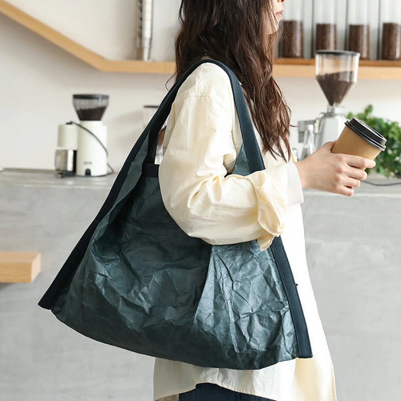 Women's Large Kraft Paper Solid Color Streetwear Square Magnetic Buckle Shoulder Bag