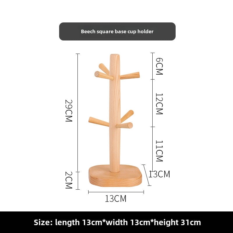 Wooden Six-claw Cup Holder Creative Beech Cup Drain Hanger Household Water Cup Mug Storage Rack
