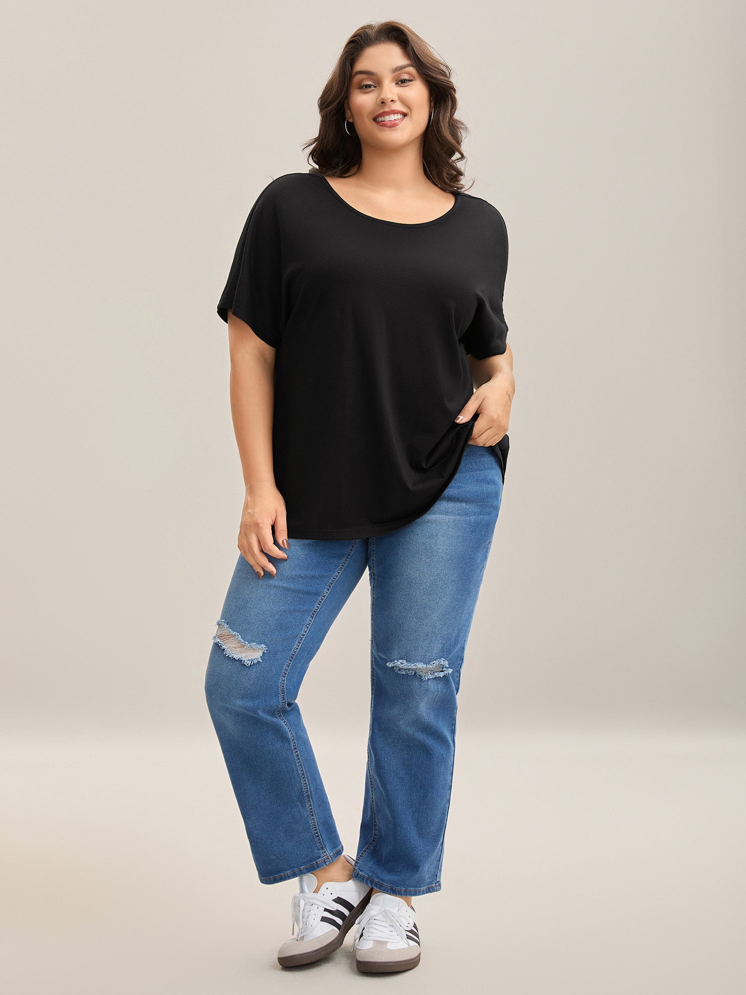 Backless Knotted Plain T-Shirt