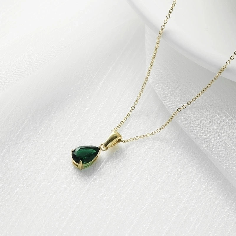 2 Pieces Fashion Water Droplets 304 Stainless Steel Zircon White Gold Plated Gold Plated Inlay Necklace