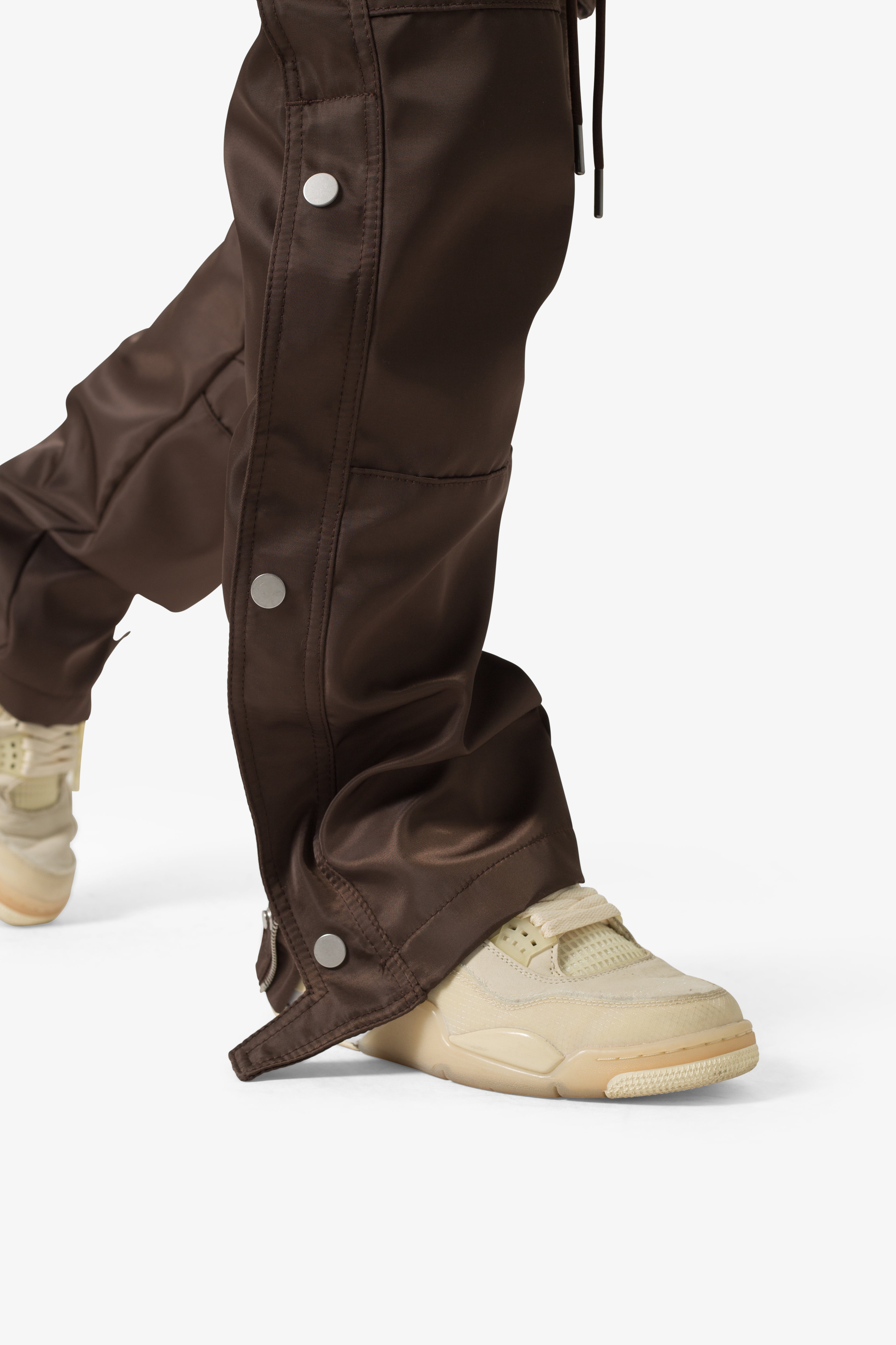 Snap Front Cargo Pants - Brown