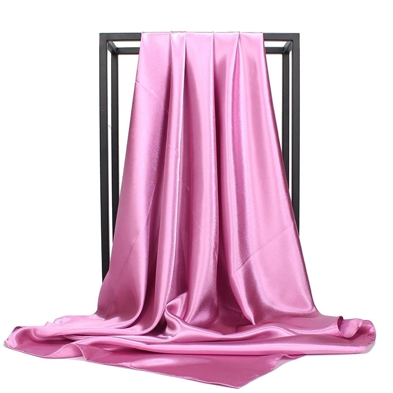 Women's Elegant Classic Style Solid Color Satin Silk Scarf