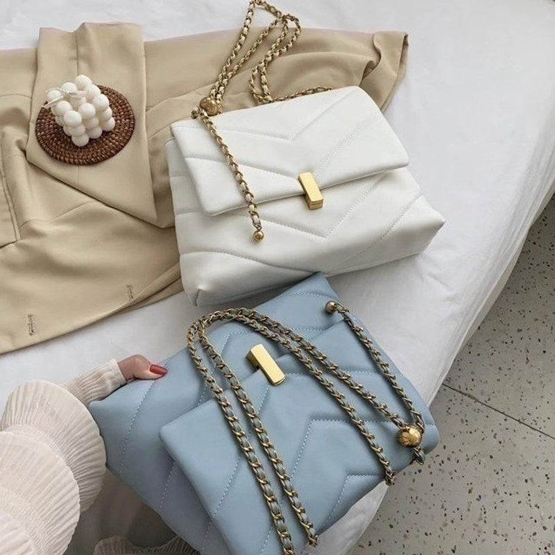 Women's Pu Leather Solid Color Elegant Square Zipper Magnetic Buckle Shoulder Bag