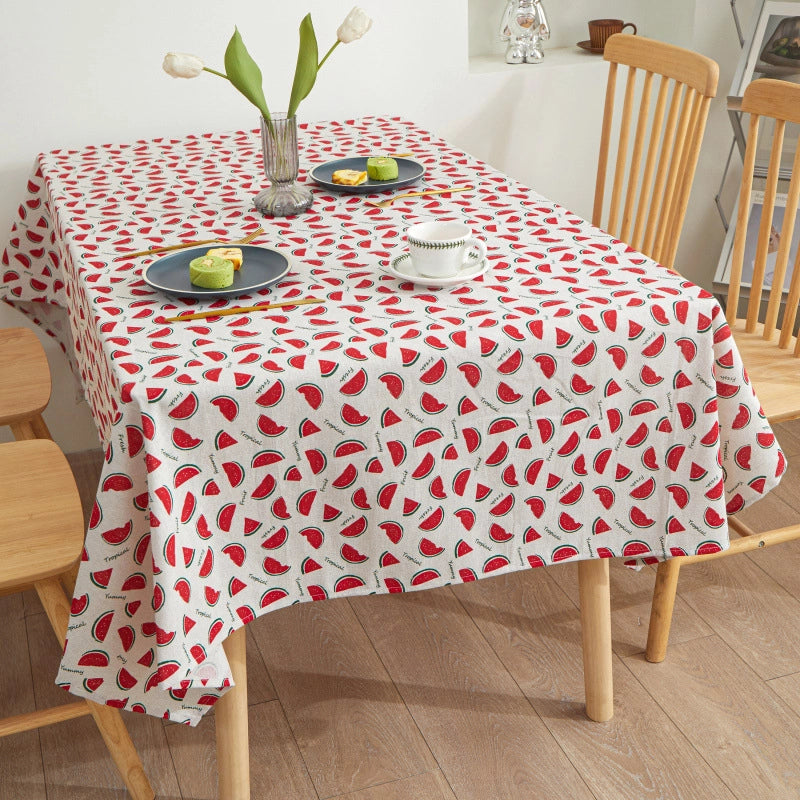 Modern Style Minimalist Stripe Tree Watermelon Polyester Cotton Polyester Tablecloths