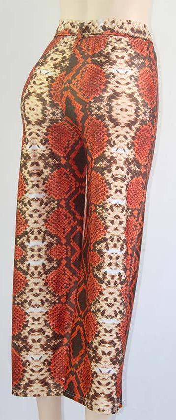 Snake Print High Waisted Straight Trousers