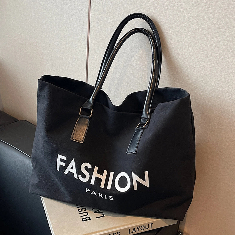 Women's Large Canvas Letter Classic Style Square Open Tote Bag