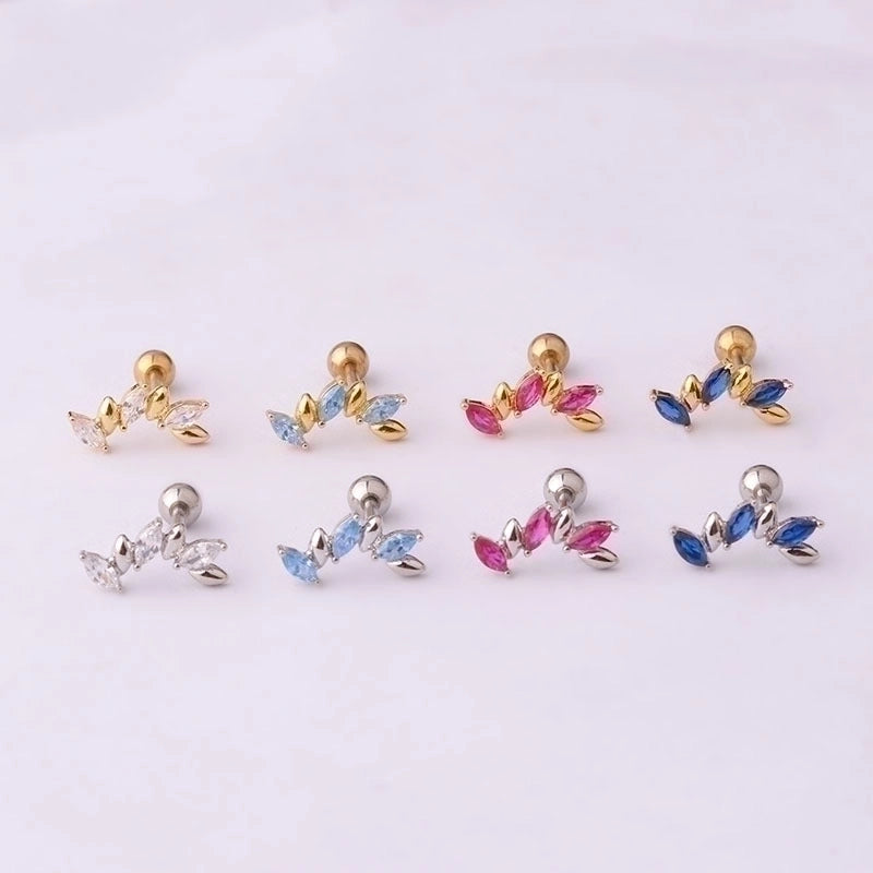 Ear Cartilage Rings & Studs Fashion Geometric 316L Stainless Steel  Copper Plating Inlay Zircon