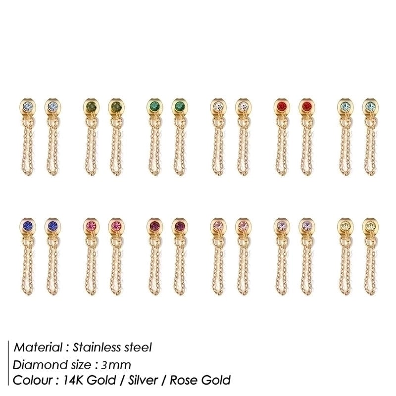 1 Pair Minimalist Geometric Inlay Stainless Steel Rhinestones 14K Gold Plated Rose Gold Plated Drop Earrings