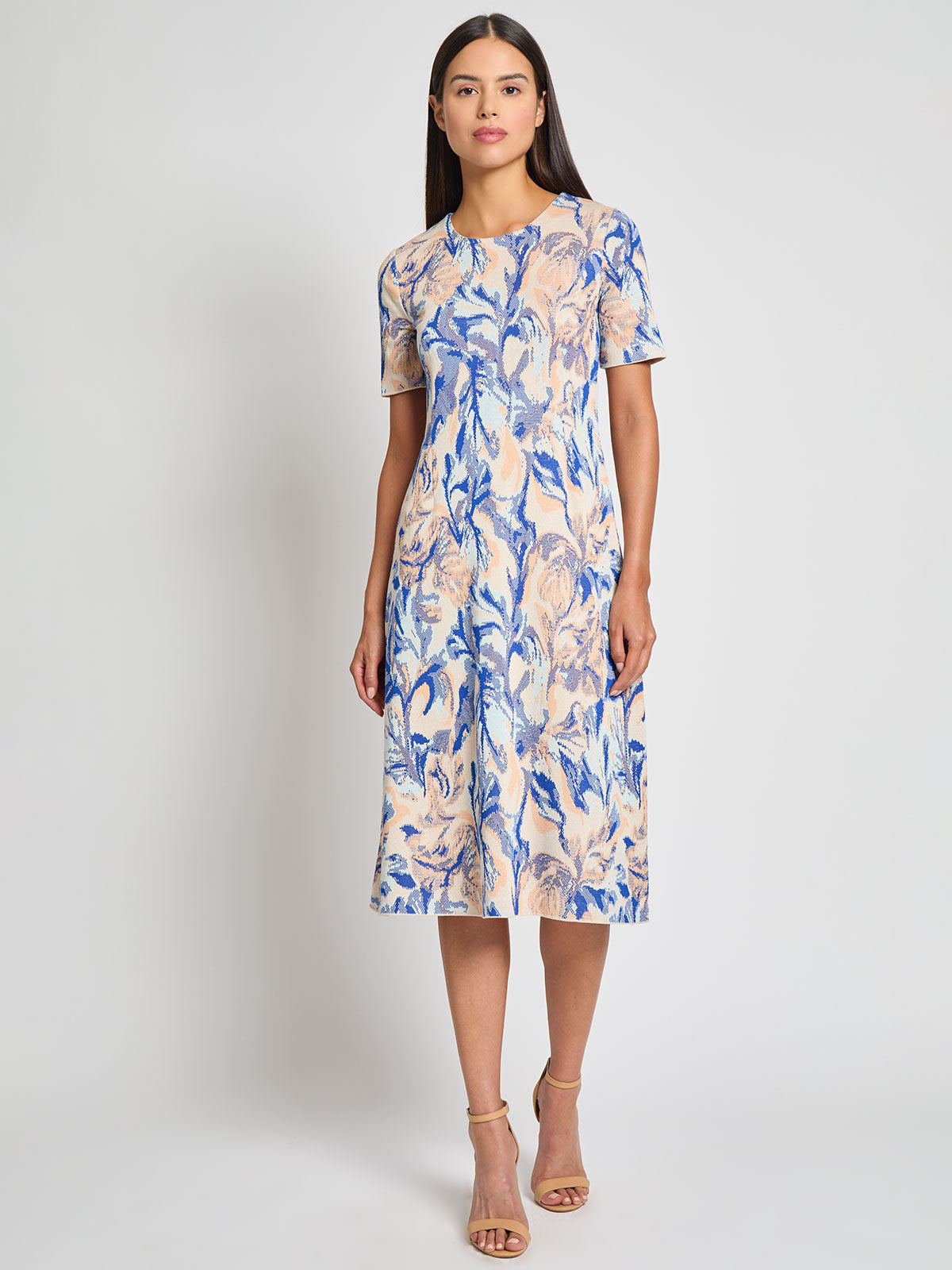 Floral Jacquard Soft Knit Midi Dress - Modern Fit