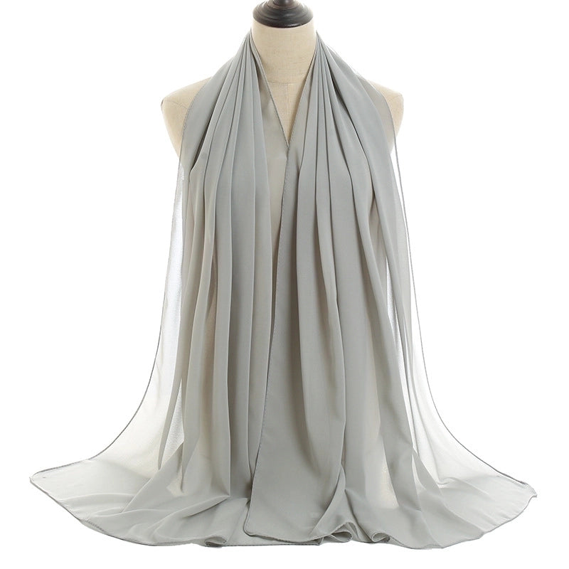 Women's Minimalist Solid Color Chiffon Cotton Linen Scarves