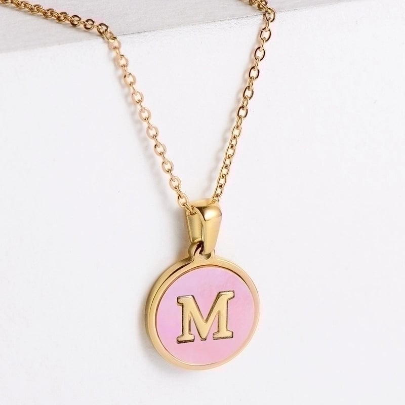 304 Stainless Steel 18K Gold Plated Fashion Plating Letter Shell Pendant Necklace