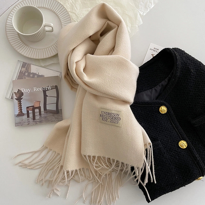 New Scarf Autumn And Winter Popular Color Matching Cashmere High-grade Warm Shawl Student Fashion Scarf Female