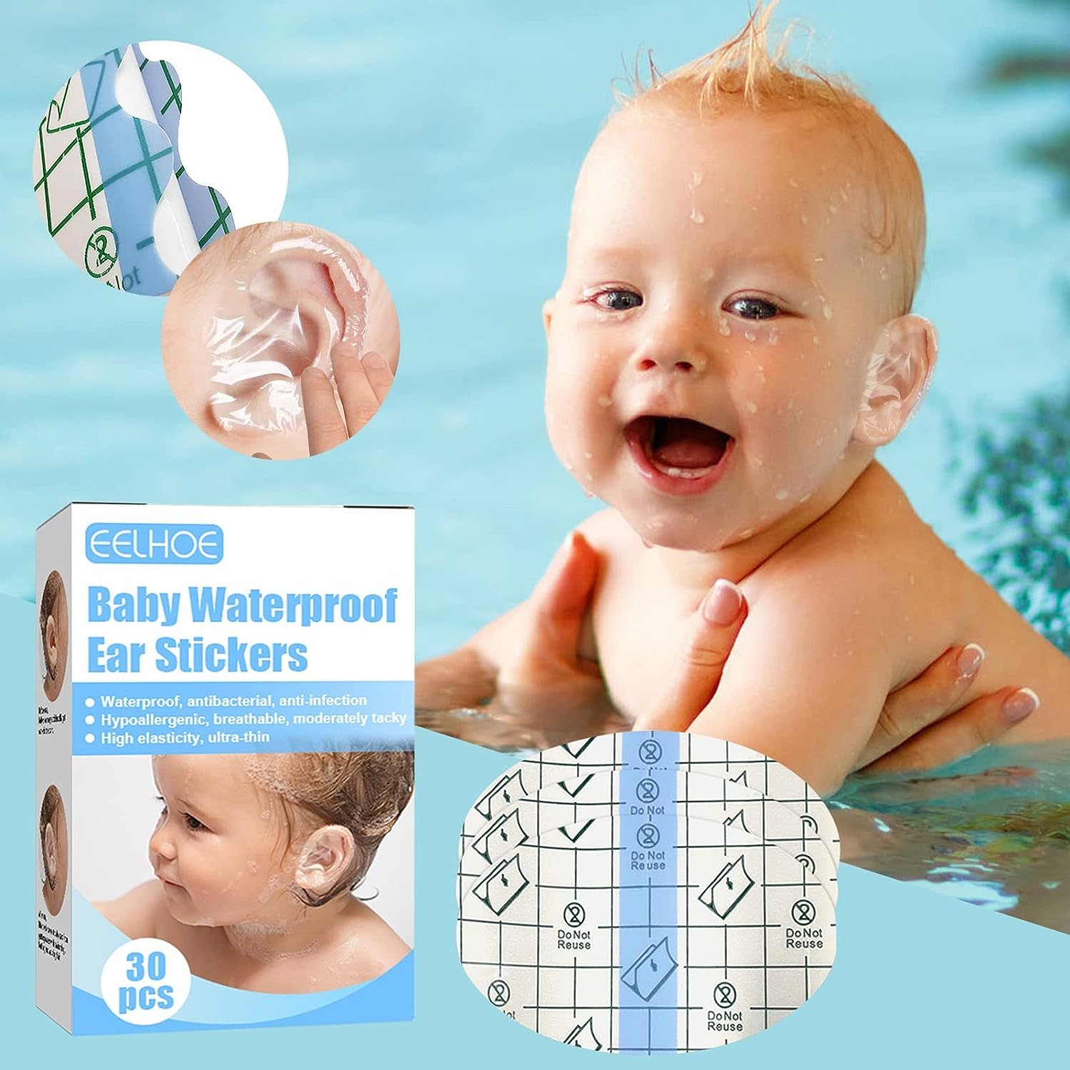 Baby Waterproof Ear Patch Stickers Ear Protector Swimming Bath Shampoo