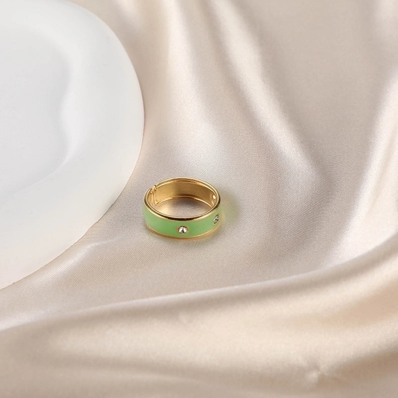 Retro Devil'S Eye Pig Nose 304 Stainless Steel Opal Pearl Zircon Painted Plating Inlay Open Rings