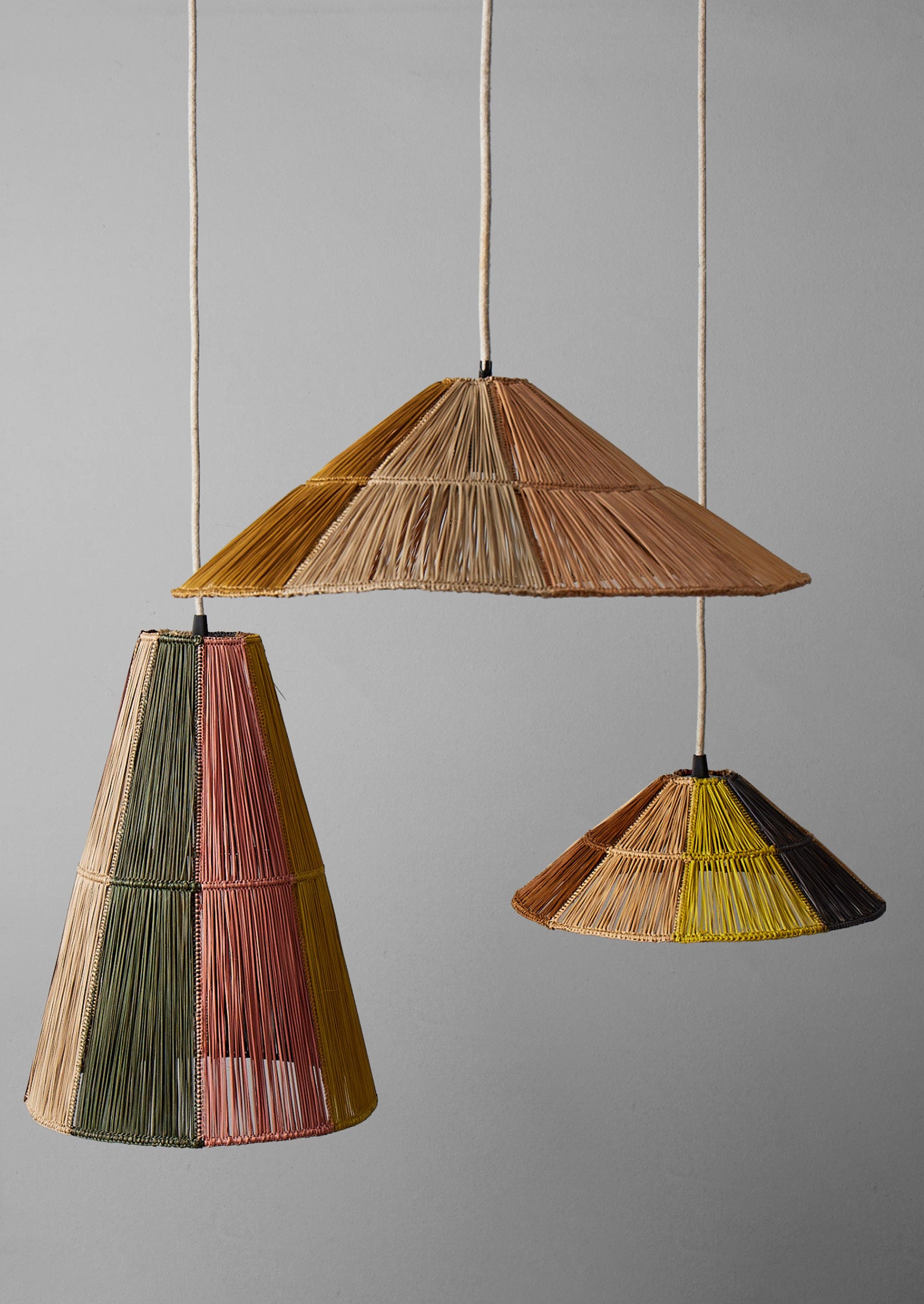 Handmade Small Iraca Cone Lampshade | Multi