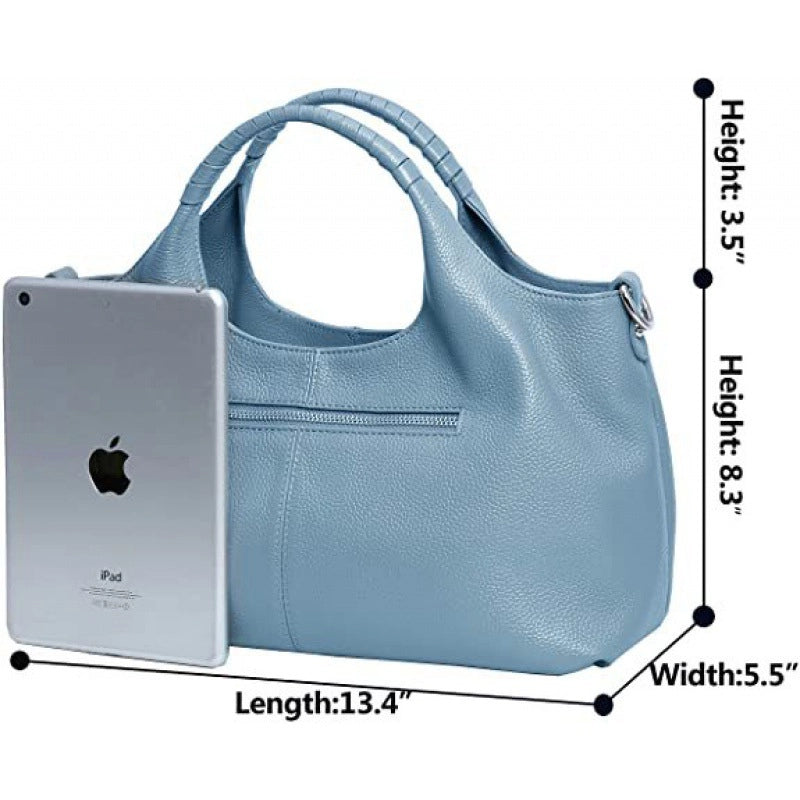 Women's Medium Leather Solid Color Basic Zipper Boston Bag