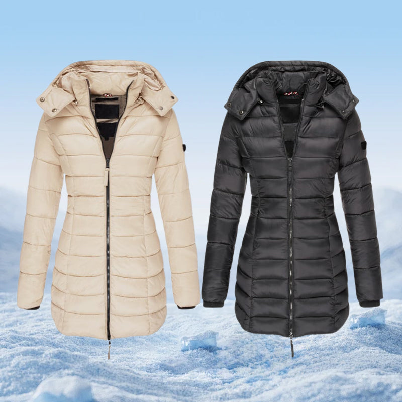 🔥HOT SALE 49% OFF✨Winter women's mid-length padded jacket warm solid color hooded jacket