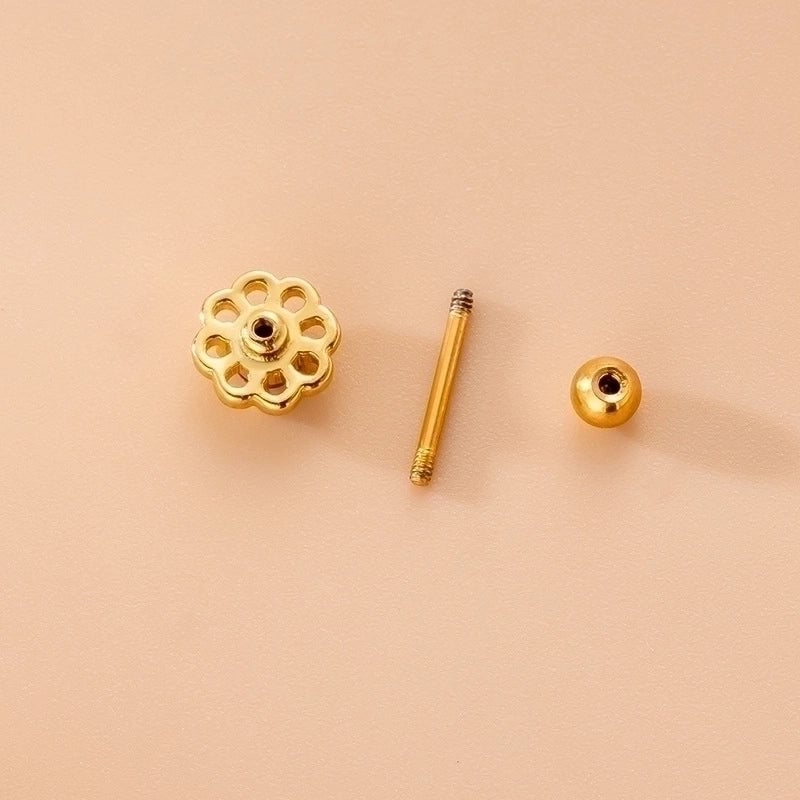 1 Piece Ear Cartilage Rings & Studs Fashion Cross Flower Copper Plating Zircon
